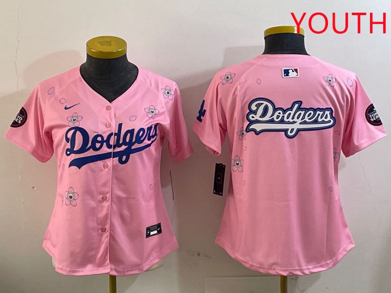 Youth Los Angeles Dodgers Blank Pink Sakura Edition 2025 Nike MLB Jersey style 13